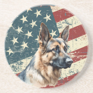 Grunge amerikansk flagga tysk schäferhund underlägg