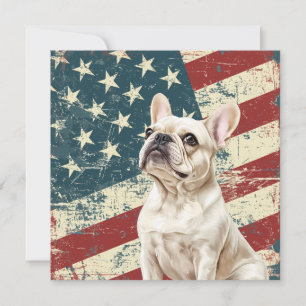Grunge amerikansk flagga vit fransk bulldogg