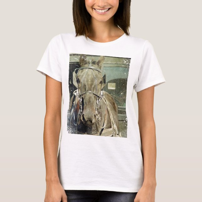 Grunge Amish Buggy Horse T-shirt (Framsida)