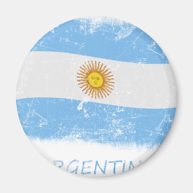 Grunge Argentina Flagga Magnet (Framsidan)