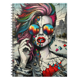Grunge Art | Abstrakten Fractued Woman Anteckningsbok