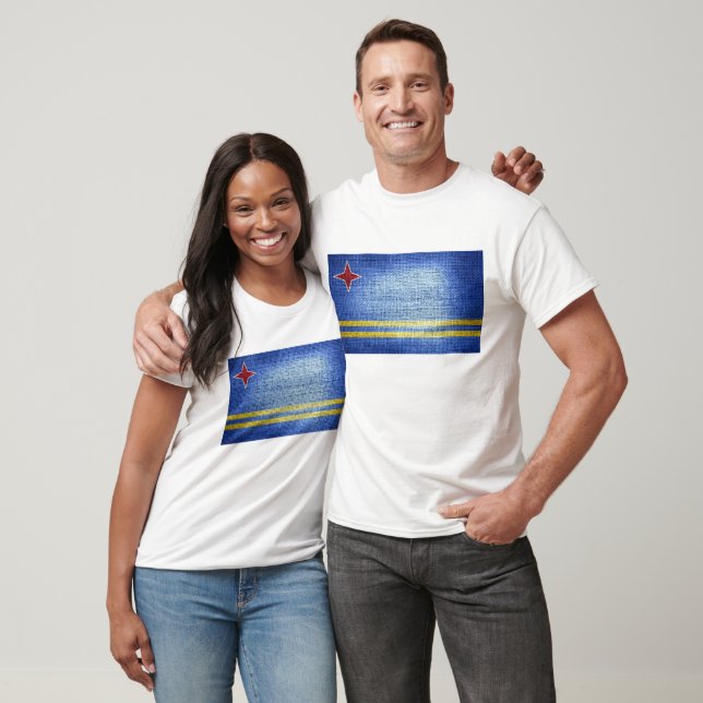 Grunge Aruba flagga Tee Shirt (Unisex)
