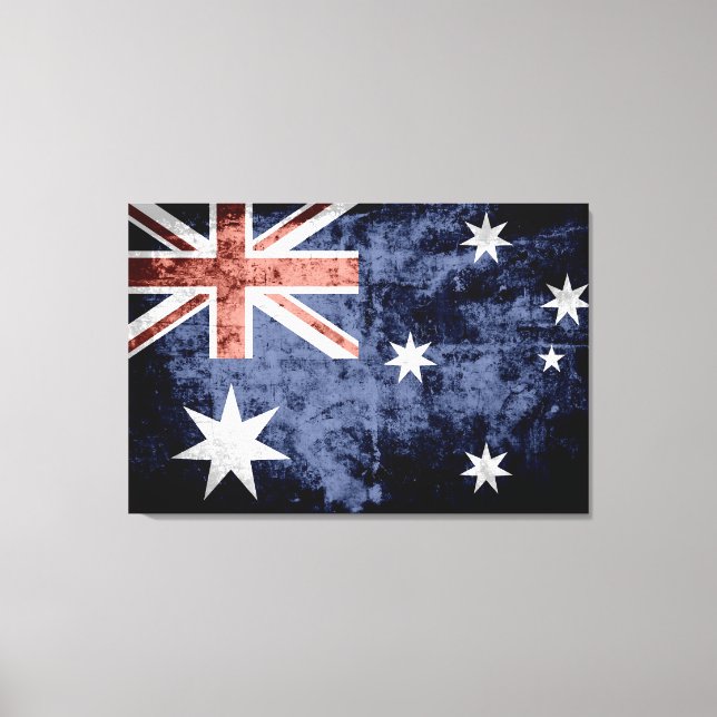 Grunge Australia Flagga 2 Canvastryck (Framsida)