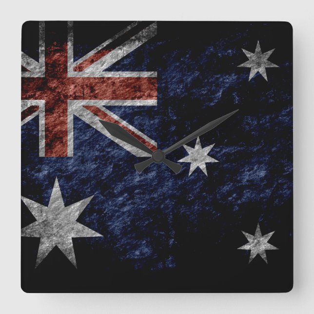 Grunge Australia Flagga 4 Fyrkantig Klocka (Framsida)
