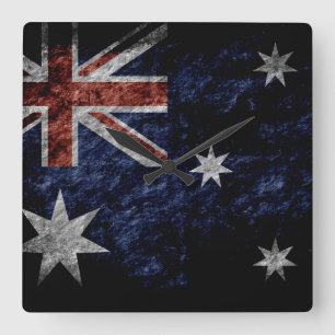 Grunge Australia Flagga 4 Fyrkantig Klocka