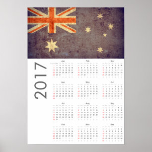 Grunge Australien Flagga Kalender 2017 Affisch