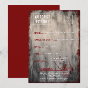 Grunge Autopsy Report Halloween Bash Inbjudningar