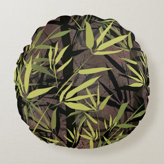 Grunge bamboo-skog. rund kudde (Framsidan)