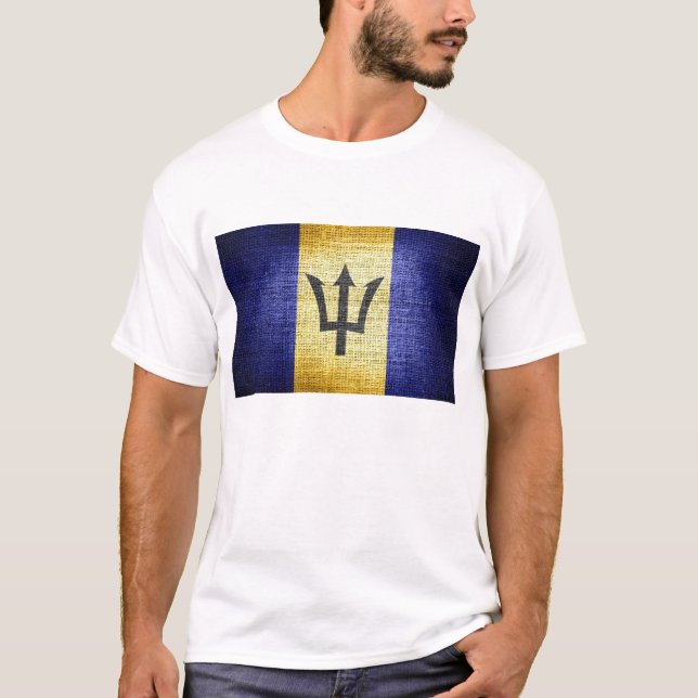 Grunge Barbados Flagga T Shirt (Framsida)