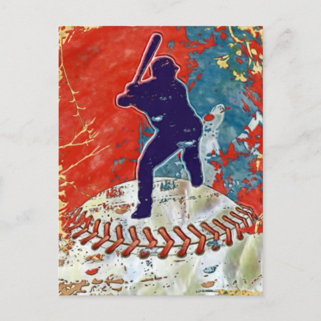 Grunge Baseball-design i Stil Vykort (Framsida)