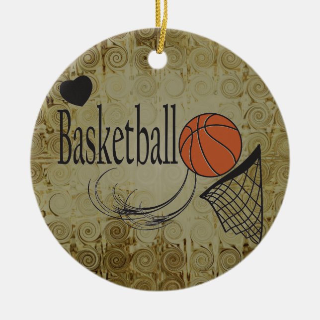 Grunge Basketball Sport Julgransprydnad Keramik (Framsidan)