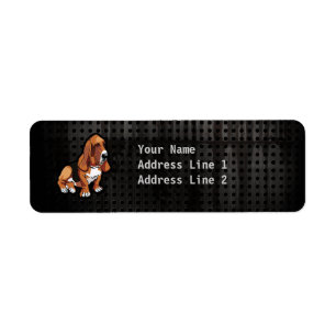 Grunge Basset Hound Returadress Etikett