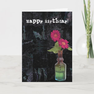 Grunge Birthday Flowers i Vas Kort