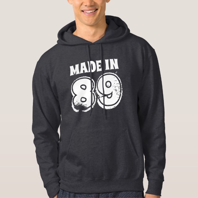 Grunge Birthday Made in 89 Manar Hoodie (Framsida)