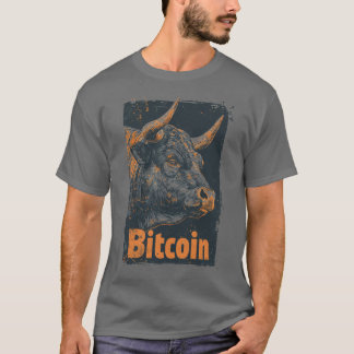 Grunge Bitcoin Bull Crypto Blockchain Design T Shirt