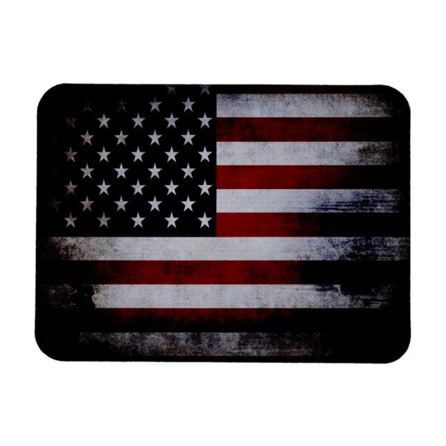 Grunge Black American Flagga Magnet (Horisontell)