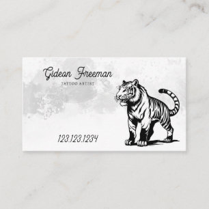 Grunge Black & White Stänk Tiger Tattoo Artist Visitkort