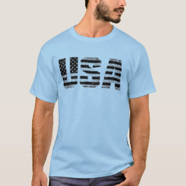 Grunge Black & White USA Typography T Shirt