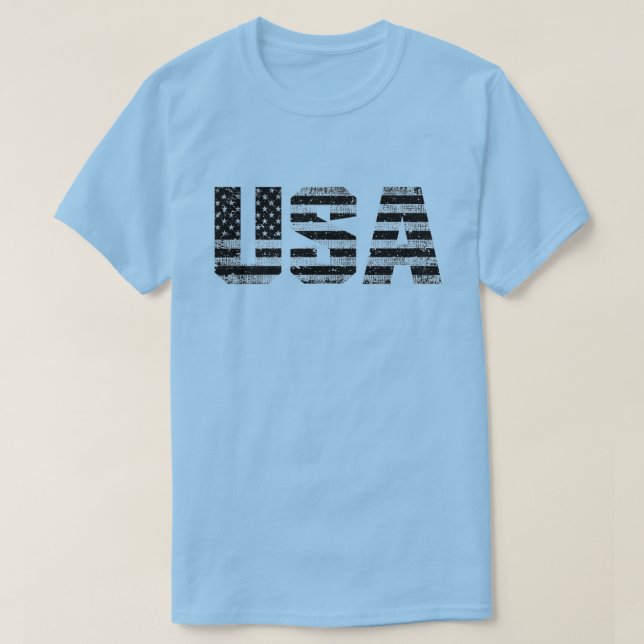 Grunge Black & White USA Typography T Shirt (Design framsida)
