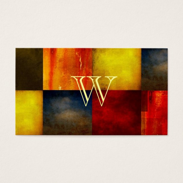 Grunge Block Monogram Visitkort (Framsidan)