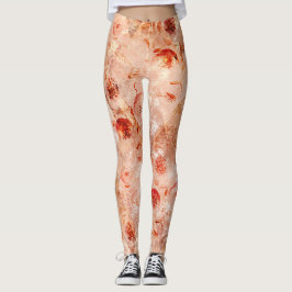 Grunge blommönster. Korallbakgrund. Leggings