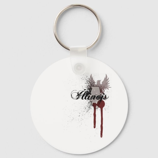 Grunge Blood Splatter Illinois Keychain Nyckelring (Framsida)