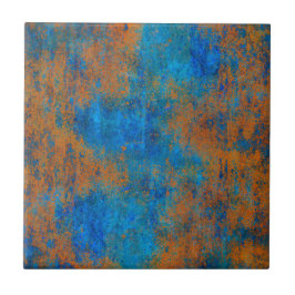 Grunge Blue Copper Boho Kakelplatta