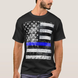 Grunge Blue Line Flagga T-Shirt