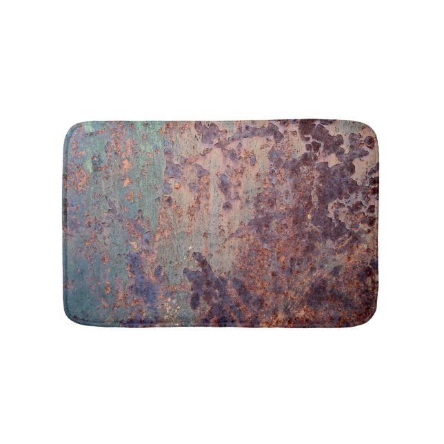 Grunge Blue Rusted Metall Mönster Badrumsmatta (Framsidan)