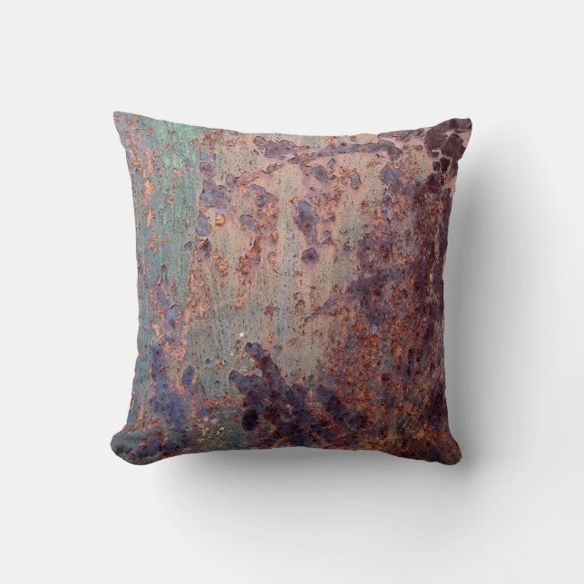 Grunge Blue Rusted Metall Mönster Kudde (Framsida)