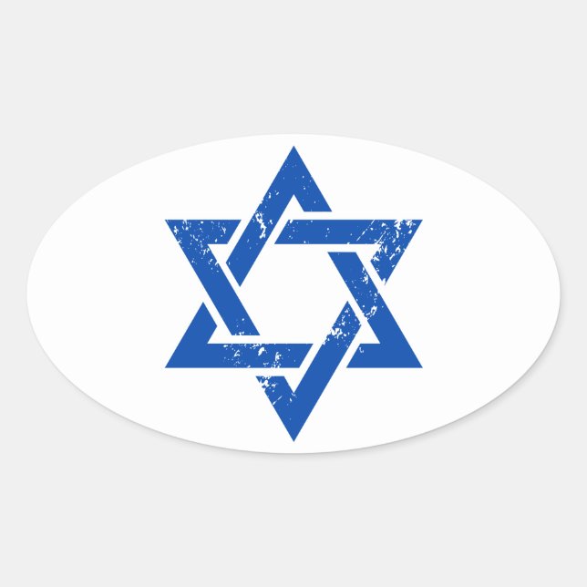 Grunge Blue Star of David Ovalt Klistermärke (Framsida)