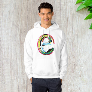 Grunge Bokstav E Alfabet Fet Färgrik Typografi Hoodie
