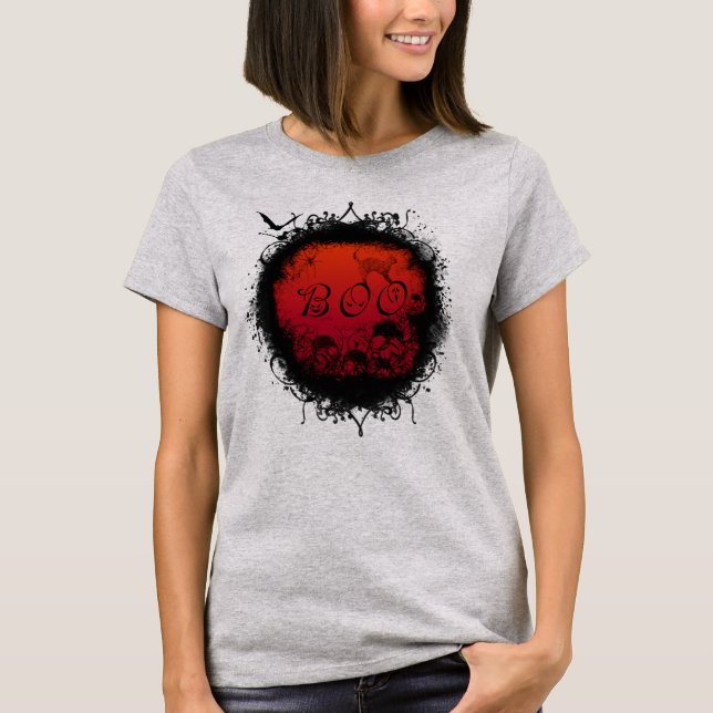 Grunge Boo Halloween T Shirt (Framsida)