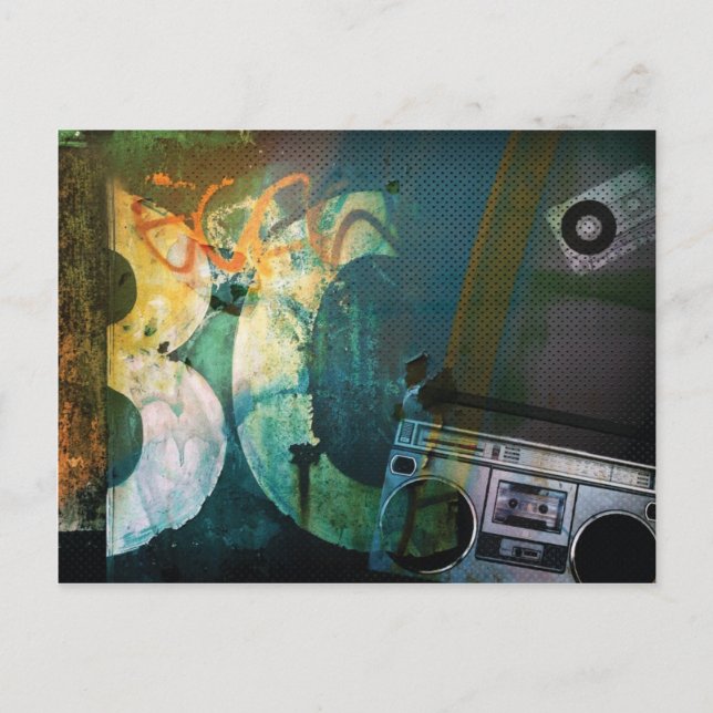 Grunge Boombox Vykort (Framsida)