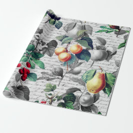 Grunge Botanical Vintage Fruit med skript Presentpapper