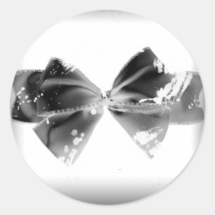 Grunge Bow på svart Runt Klistermärke