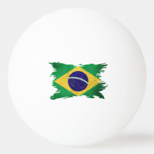 Grunge Brasil flagga, penseldrag, brasiliansk flag Pingisboll
