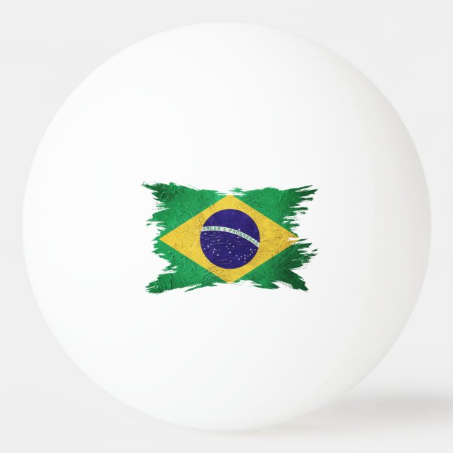 Grunge Brasil flagga, penseldrag, brasiliansk flag Pingisboll (Framsidan)