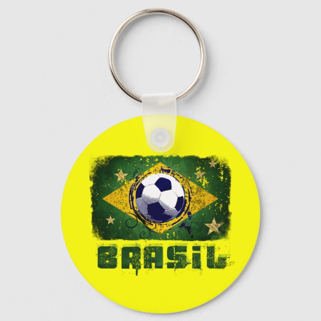 Grunge brazil soccer-flagga nyckelring (Framsida)