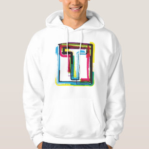 Grunge Brev T Bold Colorful Urban Typography Hoodie