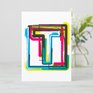 Grunge Brev T Bold Colorful Urban Typography Inbjudningar