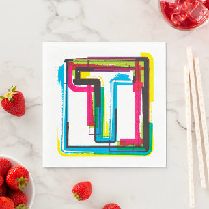 Grunge Brev T Bold Colorful Urban Typography Pappersservett