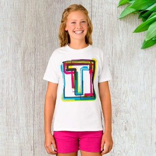 Grunge Brev T Bold Colorful Urban Typography Shirt