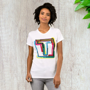 Grunge Brev T Bold Colorful Urban Typography Shirt