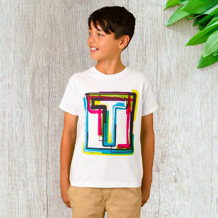 Grunge Brev T Bold Colorful Urban Typography Shirt