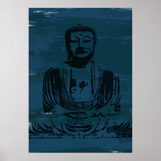 Grunge Buddha Poster - Mörk Teal
