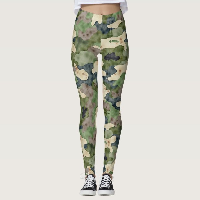 Grunge Camouflage Subtle Dirt Mönster Leggings (Framsida)