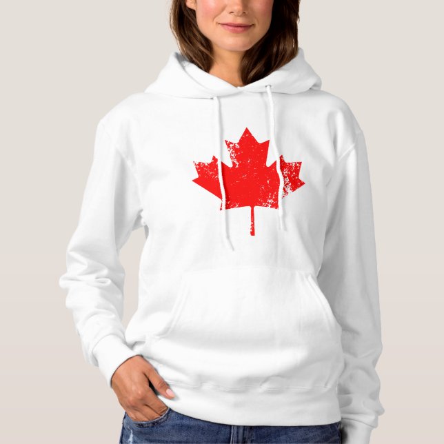 Grunge Canada Flagga Maple - Red Distorted Tee Shirt (Framsida)