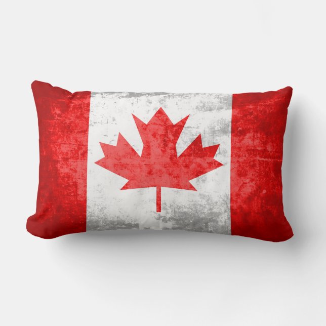 Grunge Canadian Flagga 2 Lumbarkudde (Framsida)