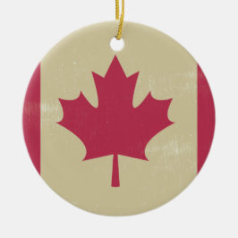 grunge canadian flagga julgransprydnad keramik
